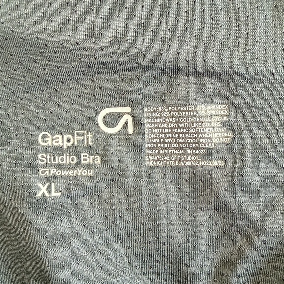 GapFit Studio Bra Longline Midnight Heather Size XL Yoga Pilates - Picture 3 of 4